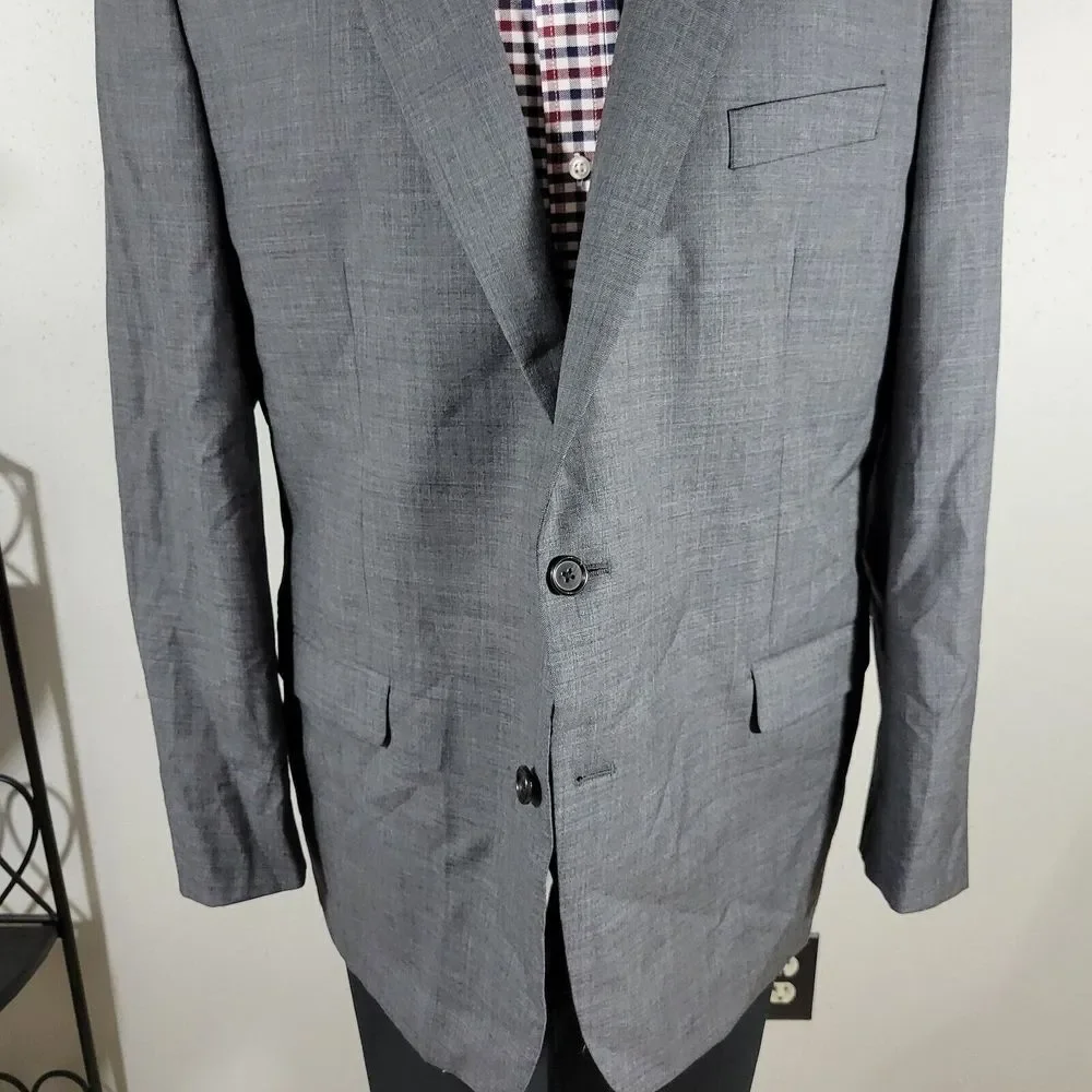 Lauren Ralph Lauren Men's Sport Coat Blazer Gray Natural Wool‎ Stretch Size 46L